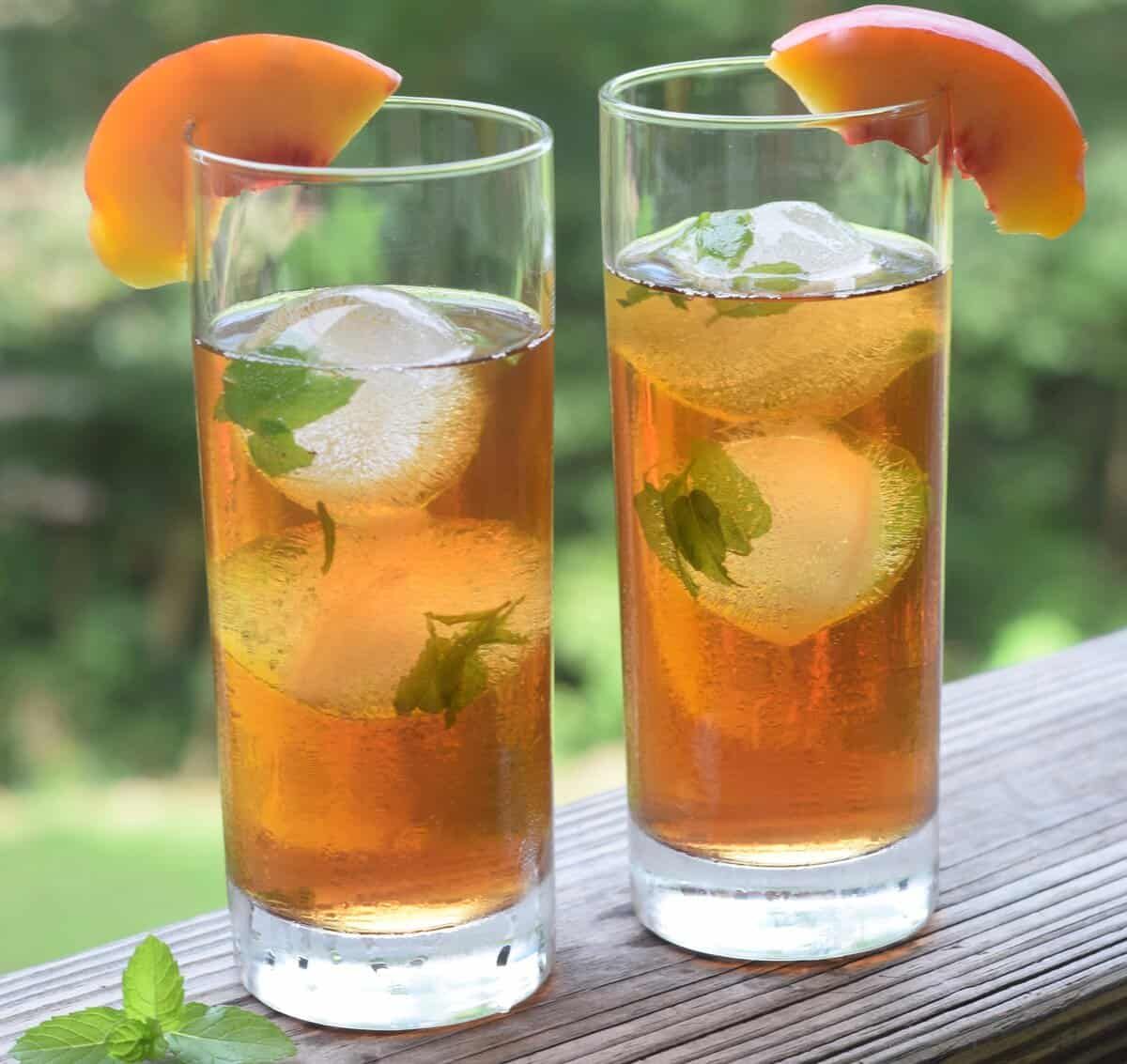 Shortcut Peach Sweet Tea (optional Mint Ice Cubes)