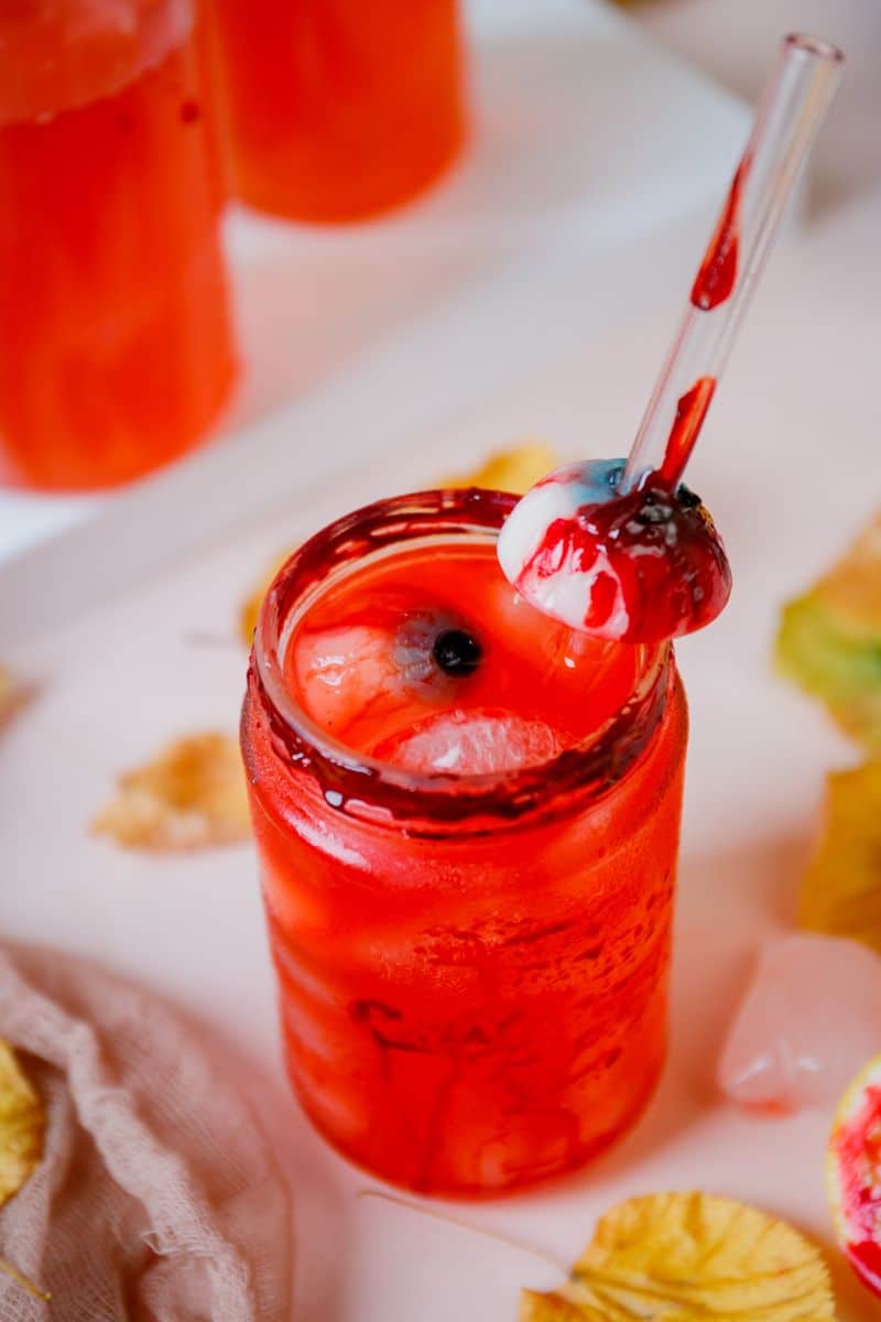 Creepy Orange Halloween Drink with Eyeballs for Kids - Arkansas Girls