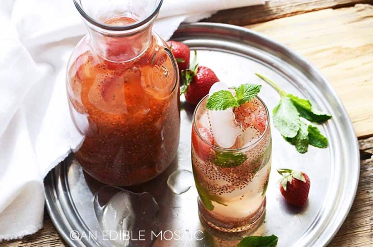 Iced Chia Seed Strawberry Green Tea Recipe