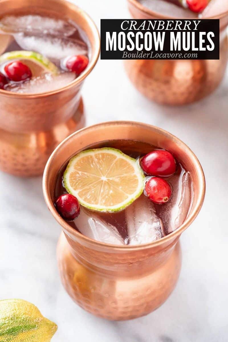 Cranberry Moscow Mules cocktails