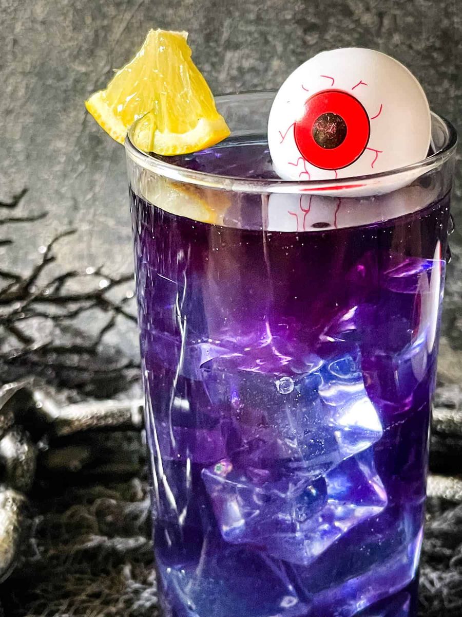 Purple People Eater Halloween Cocktail (+Mocktail)