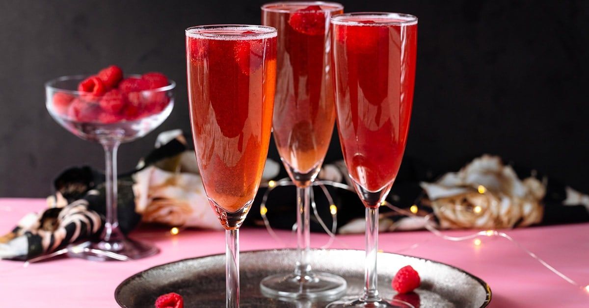 Chambord Champagne Cocktail with Raspberry Syrup