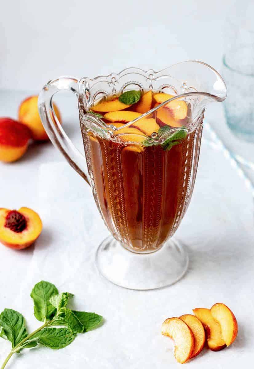 Caffeine-Free Peach Rooibos Iced Tea {with Unsweetened Option}