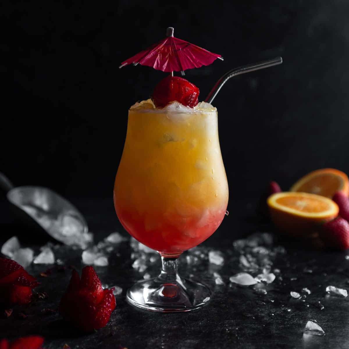 Strawberry Rose Tequila Sunrise (Craft Cocktail Recipe)