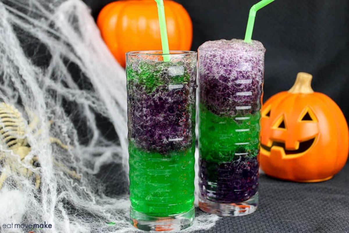 Slimy Slurpie for Halloween + Alternate Spirited Cocktail Version for Adults