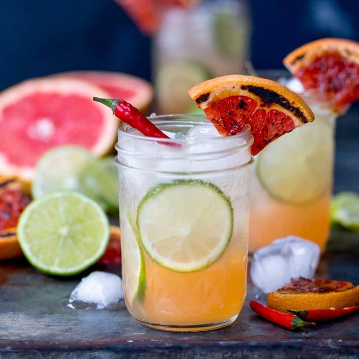 Charred Grapefruit and Ginger Fizz with Chilli Syrup Mocktail