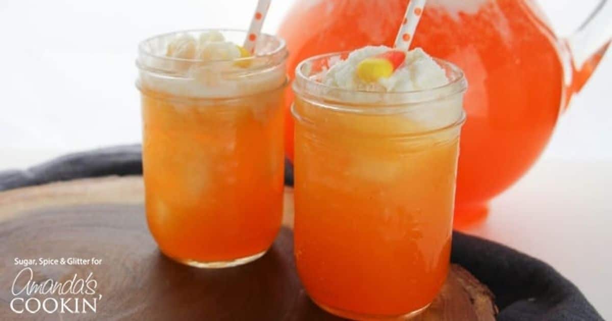 Candy Corn Punch: tropical creamsicle with layers of mango and orange