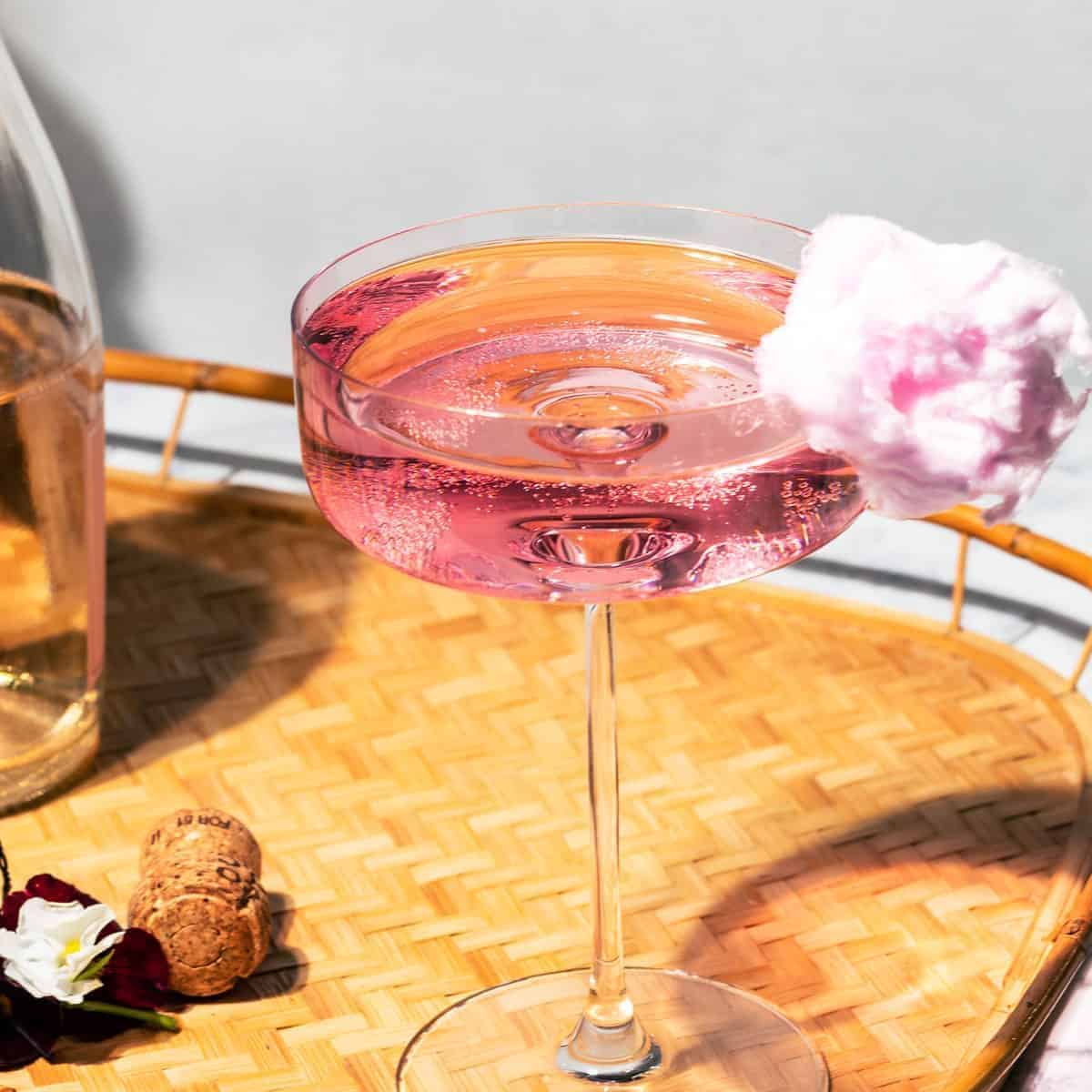 Shimmering Cotton Candy Spritz Cocktail with Prosecco