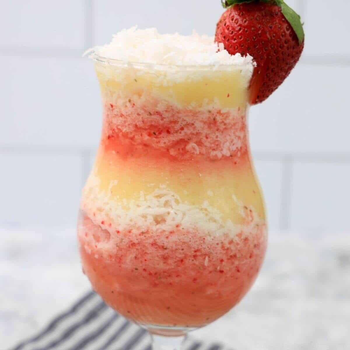 Strawberry Pineapple Rum Slushie with Coconut