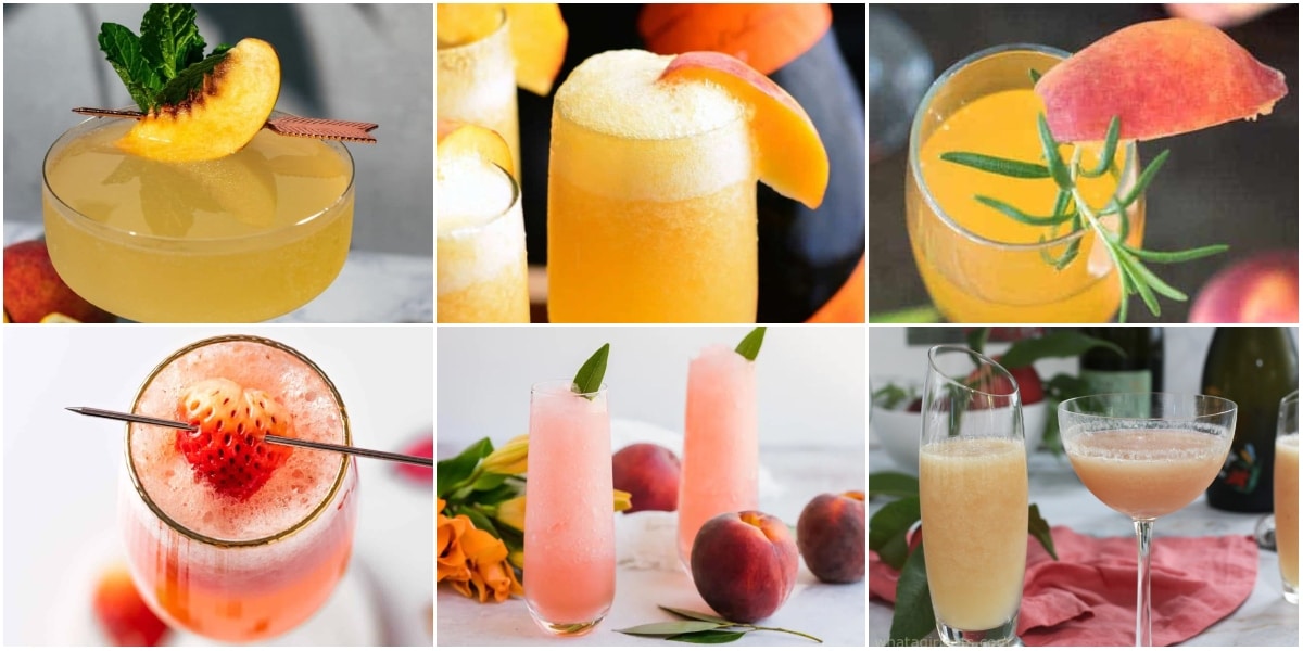 photo collage of various bellini recipes