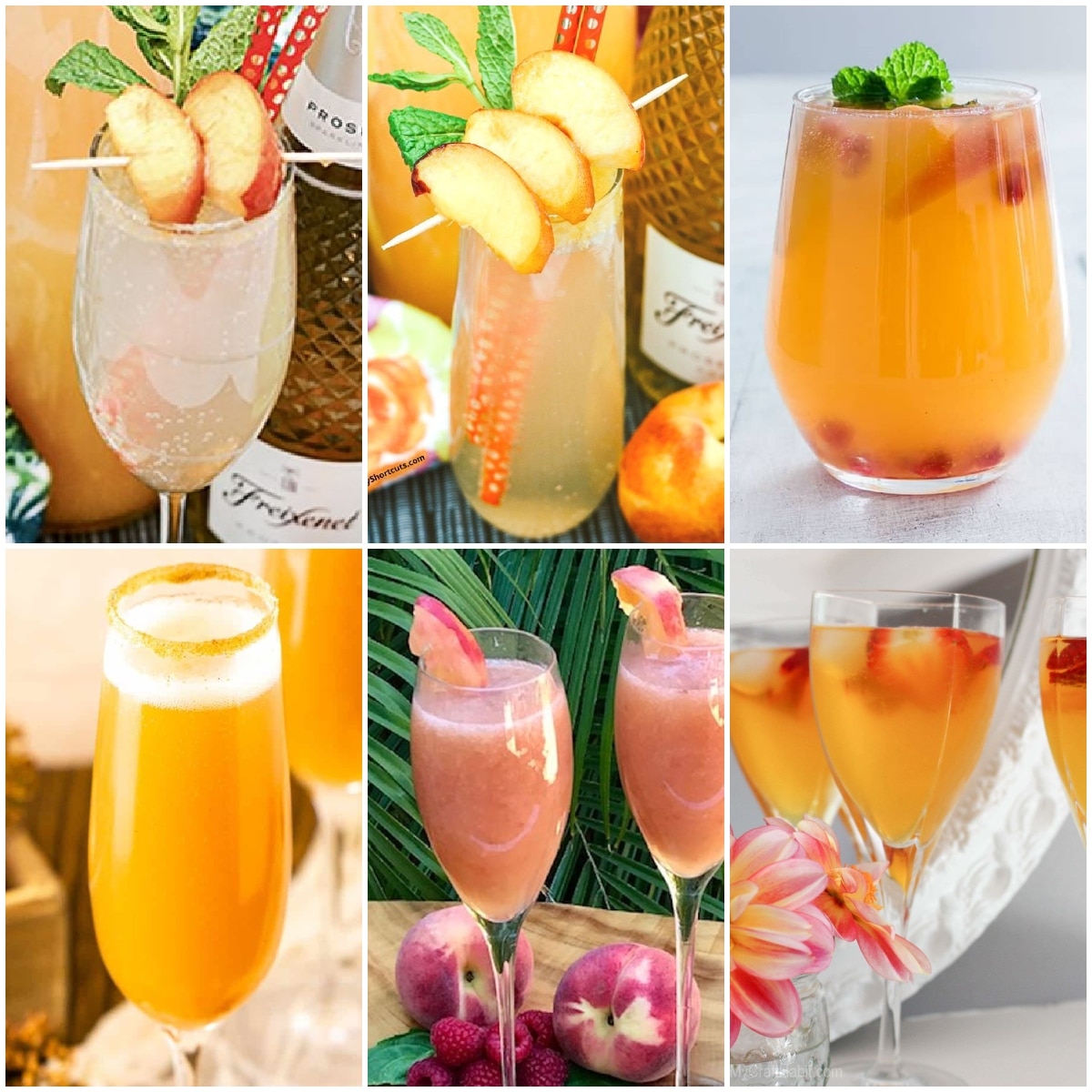 photo collage of bellini recipes