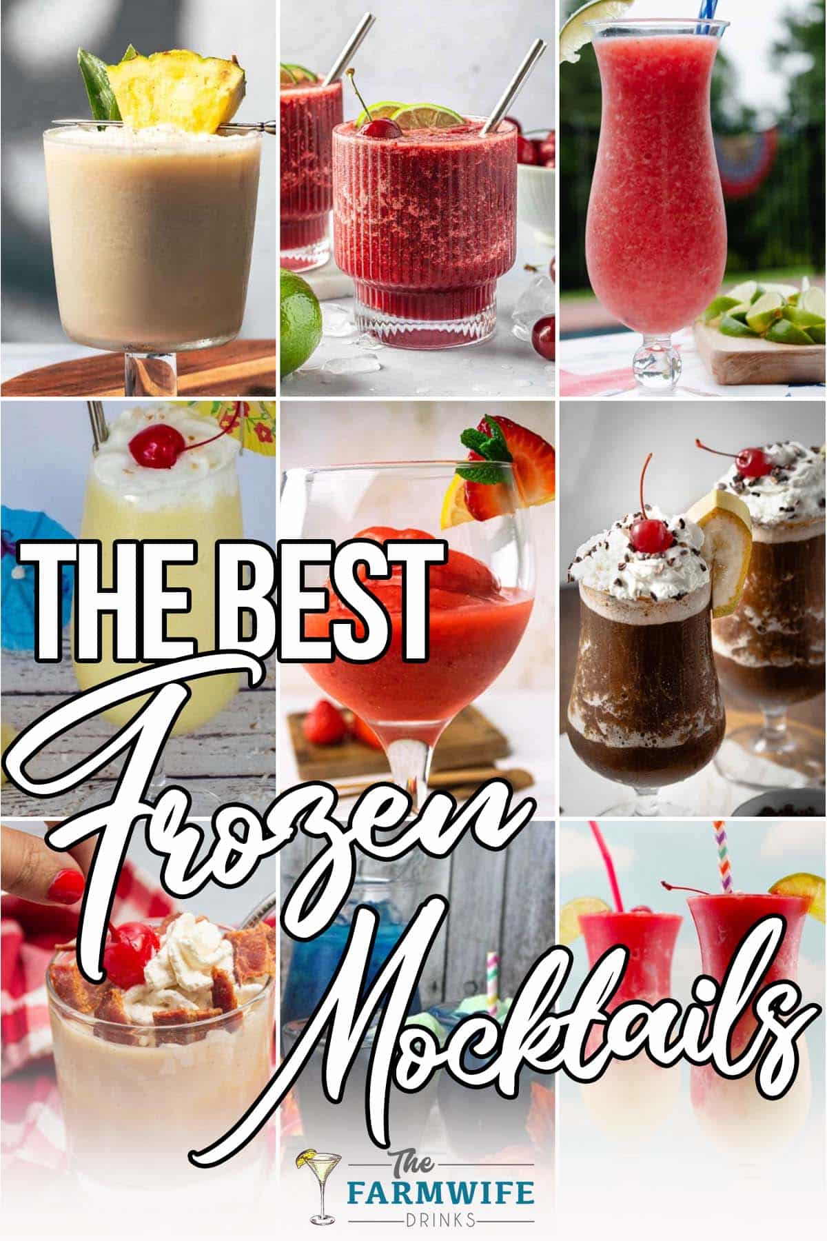 photo collage of frozen mocktails with text which reads the best frozen mocktails