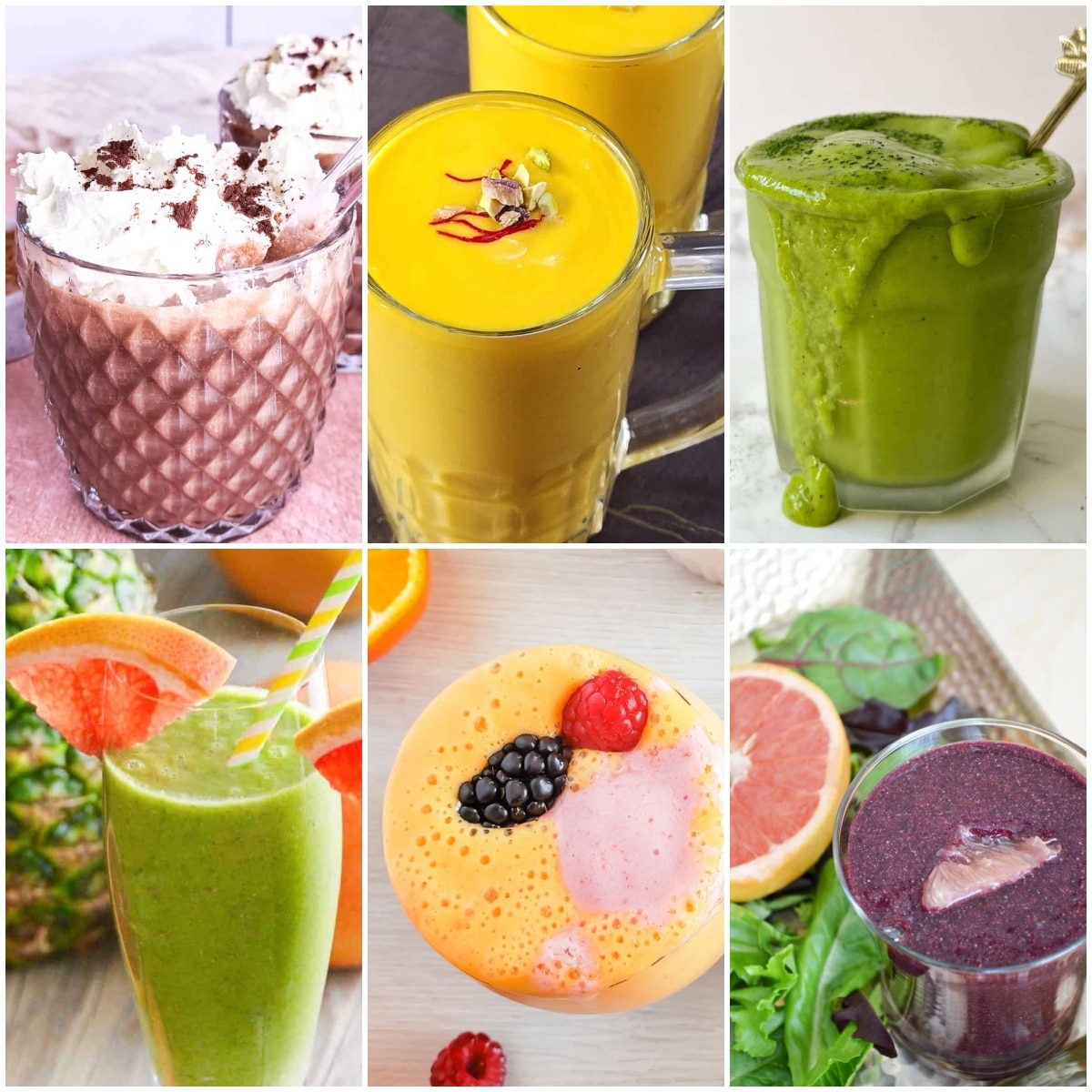 photo collage of breakfast smoothies