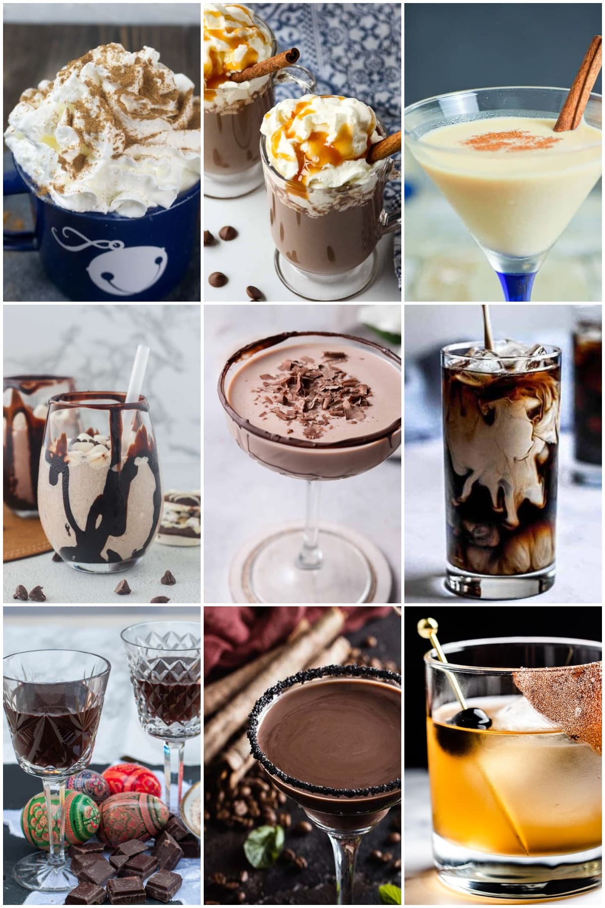 photo collage of chocolate cocktail recipes