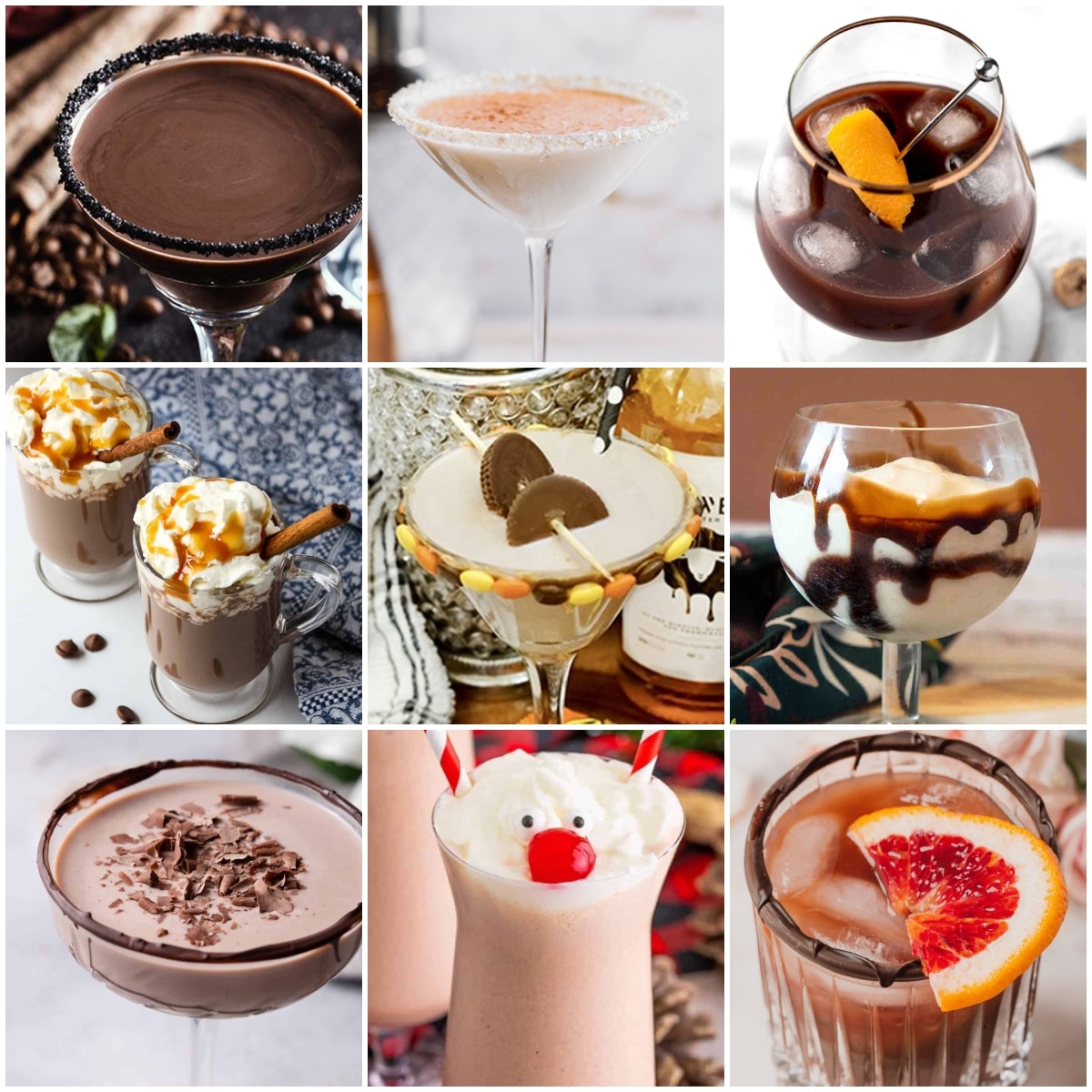 photo collage of chocolate dessert drinks