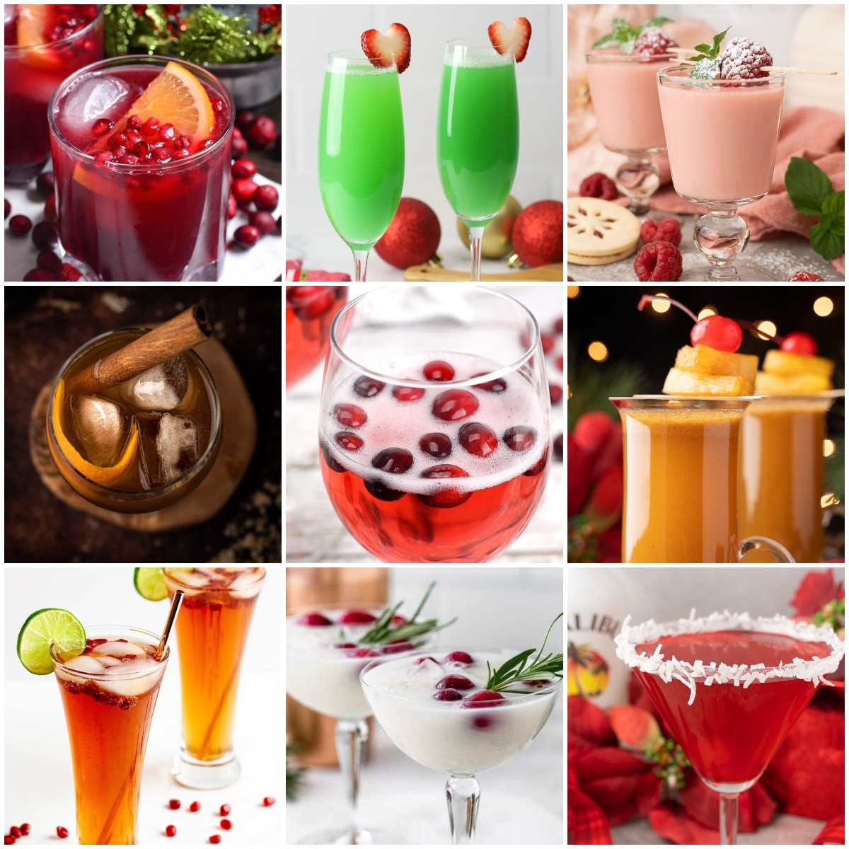 photo collage of christmas cocktail recipes