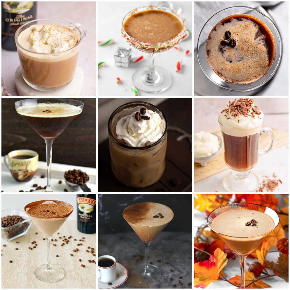photo collage of coffee cocktail recipes