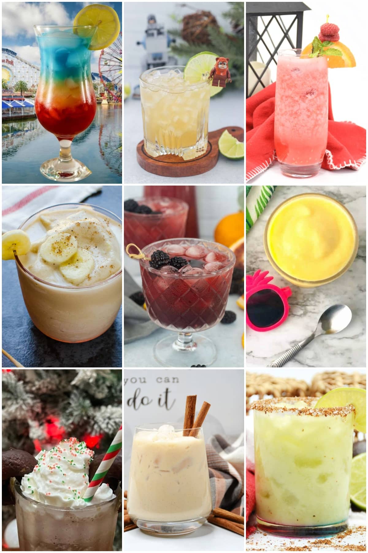 photo collage of disney inspired drink recipes