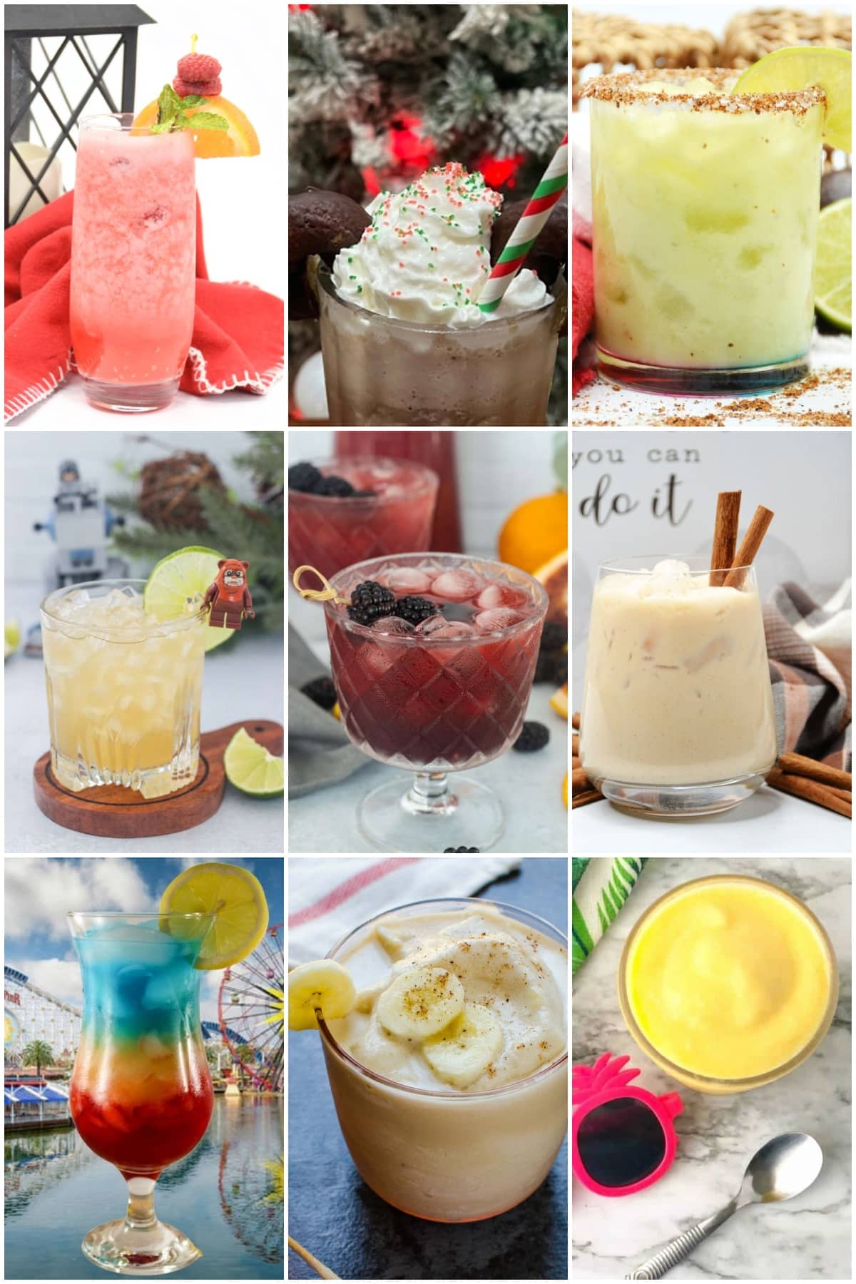 photo collage of disney park drink recipes