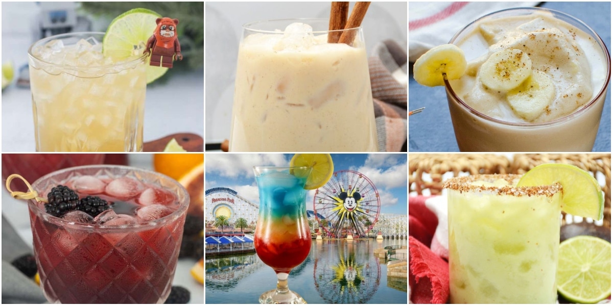 photo collage of disney frozen drink recipes