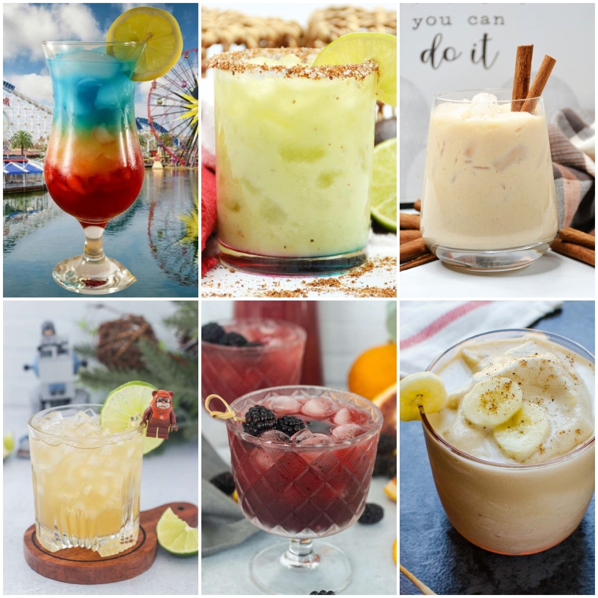 photo collage of disney drink recipes