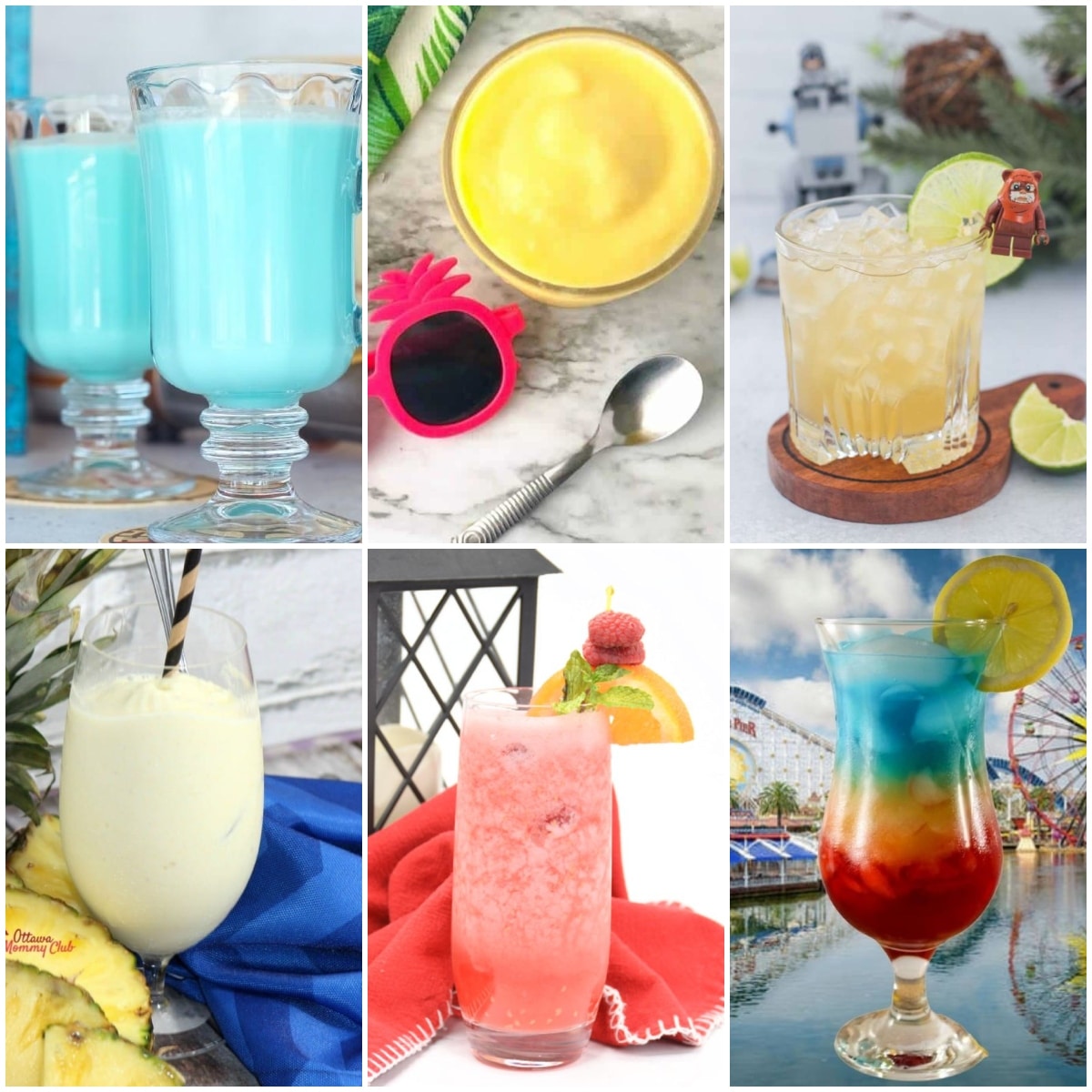 photo collage of disney drink recipes