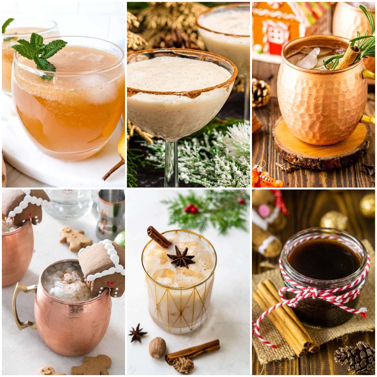 photo collage of chrismtas gingerbread drinks