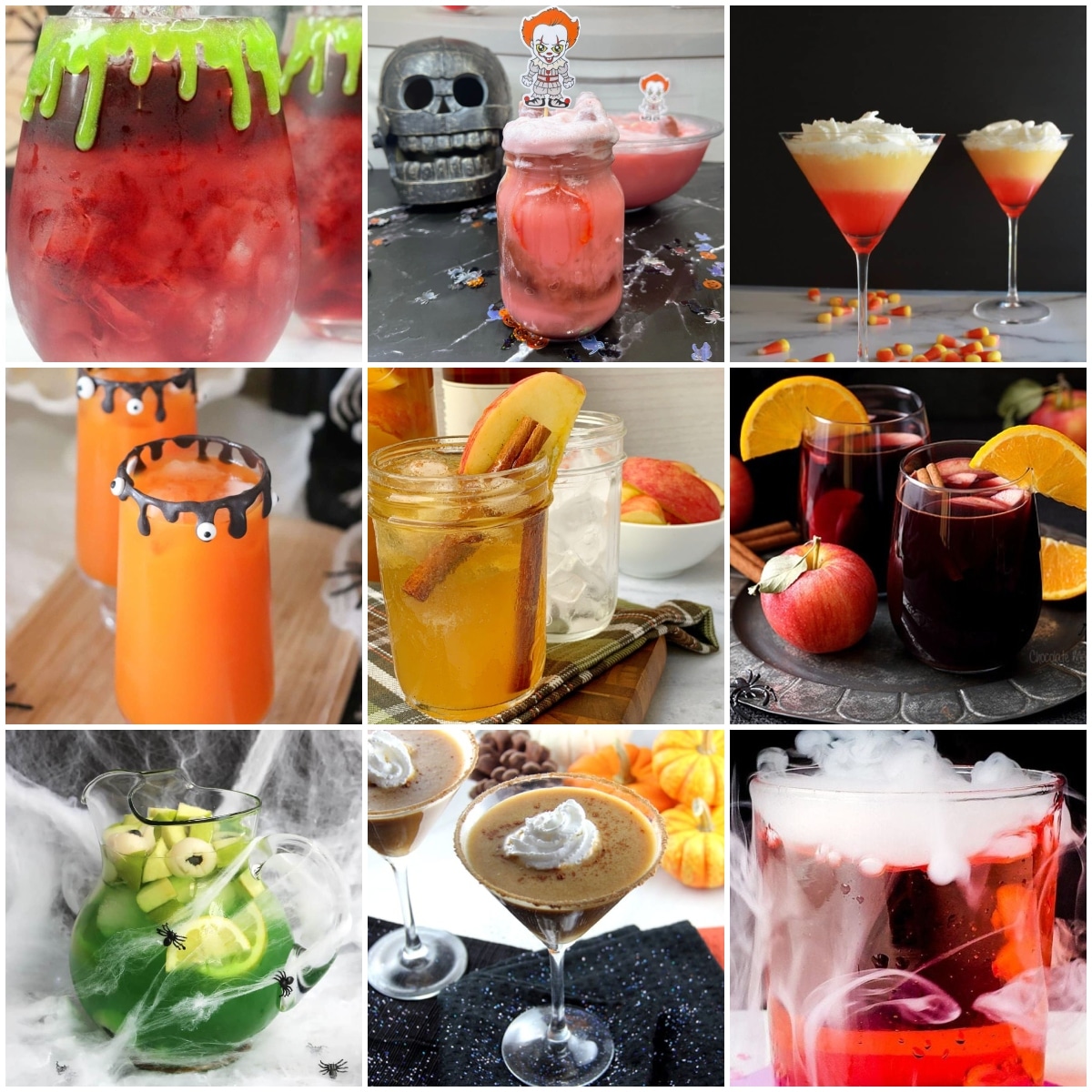 photo collage of halloween cocktails