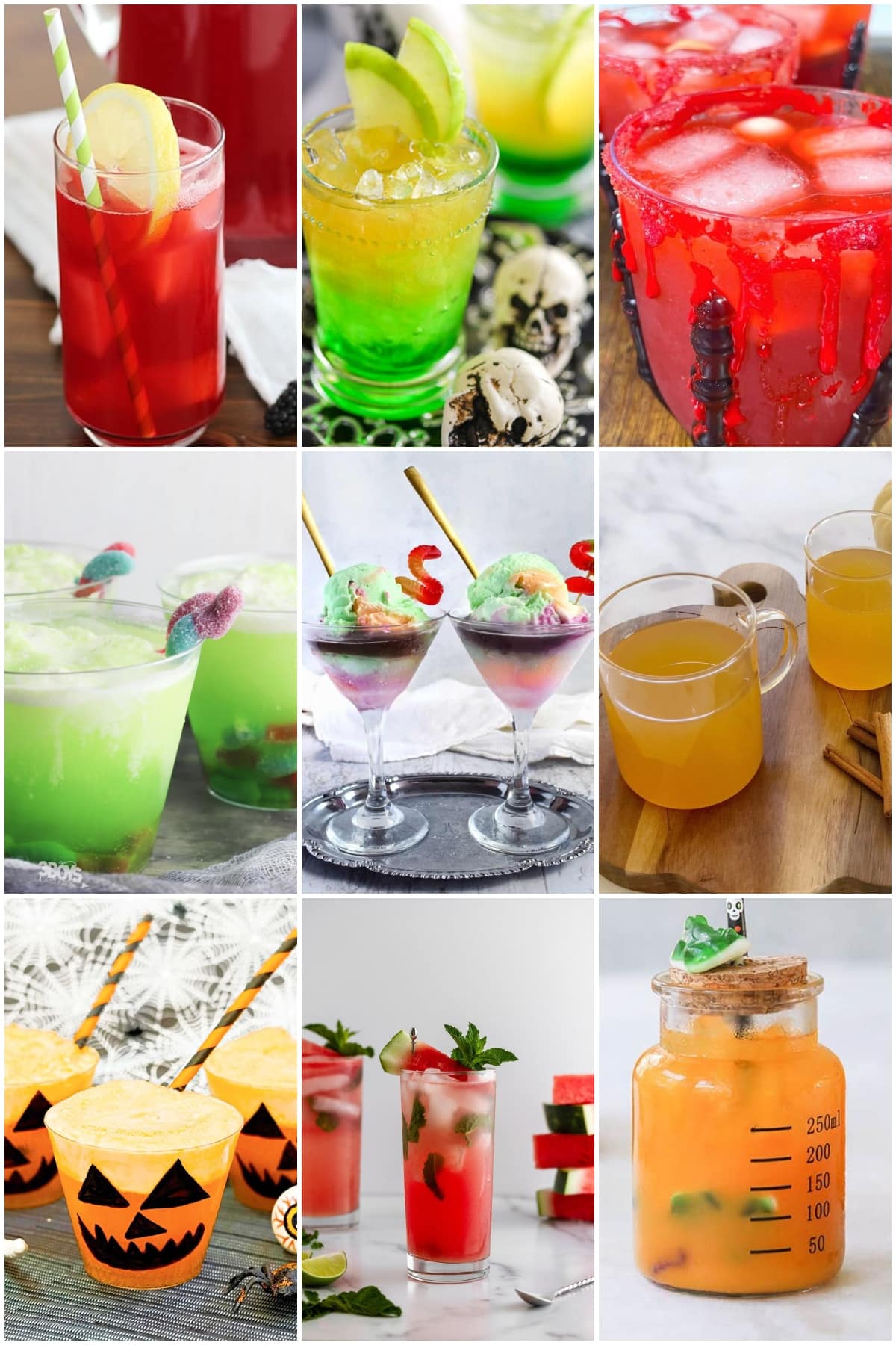 photo collage of kids halloween drinks