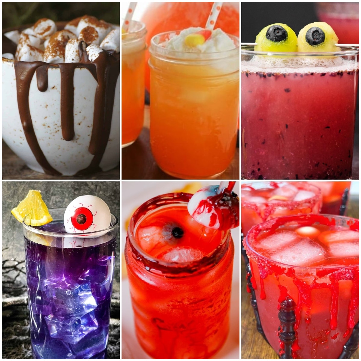 photo collage of kids halloween party drink ideas