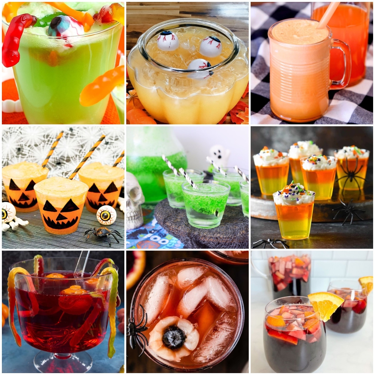 photo collage of halloween party drinks