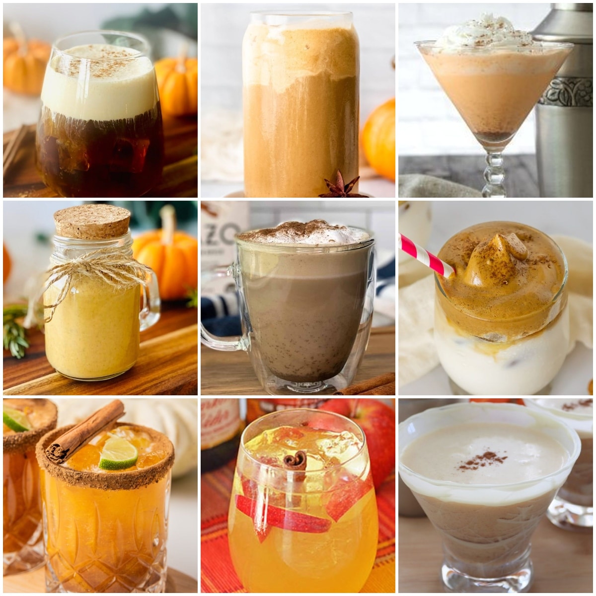 photo collage of pumpkin spice cocktails