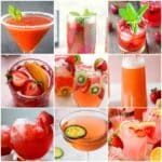 photo collage of strawberry drinks