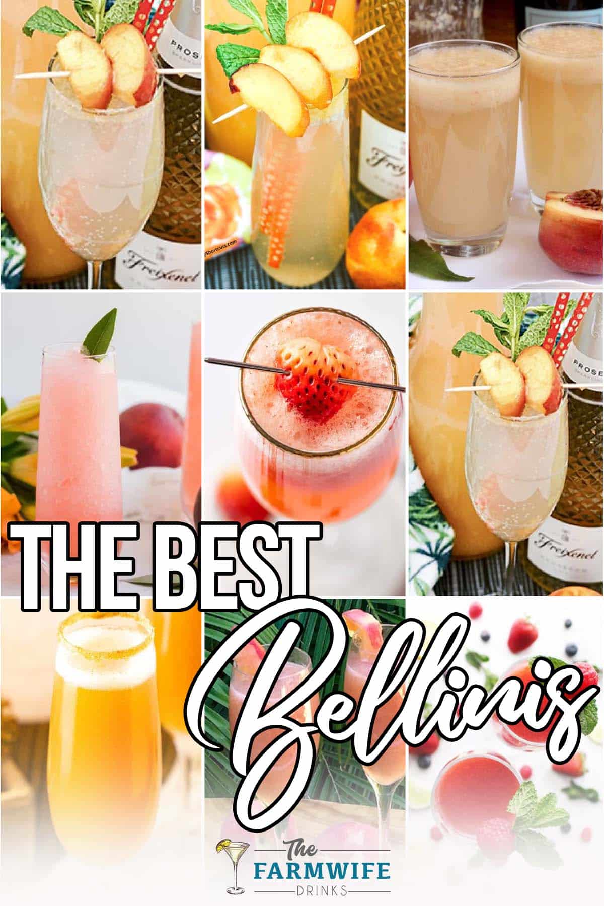 photo collage of bellini recipes with text which reads the best bellinis